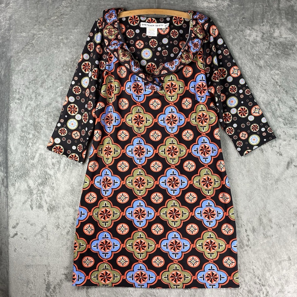 Gretchen Scott Dress Womens Size XL Smooth Stretch Ruffneck Ruffle Neck Sundial